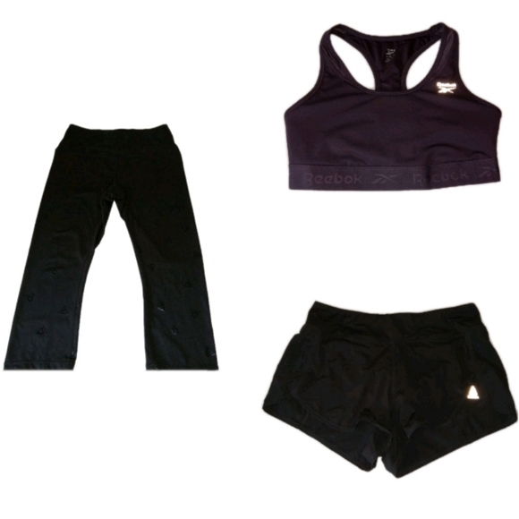 Reebok Pants - Reebok 3 Pc Bundle Capri Leggings, Shorts & Sports Bra Medium